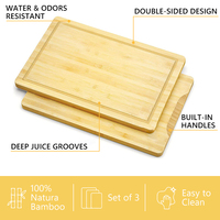 Planche à découper en bambou extra large pour dinde, viande, barbecue Tapis antidérapant et rainure de jus Planche à découper en bois
