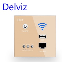 Delviz 300Mbps WLAN-Steckdose mit RJ45, Kabelkonvertierungs-Anschluss, AP-Repeater, Smart USB-Ladeanschluss, Eingebauter WLAN-Router für die Wandmontage