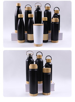 Botol minum olahraga tumbler portabel ramah lingkungan berinsulasi vakum dinding ganda stainless steel TY RTS Stock dengan tutup bambu