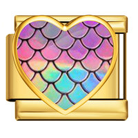 Bracelet à breloques italien en acier inoxydable, coloré, avec maillons émail cœur et écailles de sirène, pour femme, bijoux de mode DIY, vente en gros