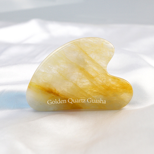 Quartz doré Guasha Conseil Citrine Guasha <span class=keywords><strong>Pierre</strong></span> Coeur Forme Grattage Cristal Massage Outils Soins <span class=keywords><strong>sculpture</strong></span> pour Drainage Lymphatique - Product Image 3