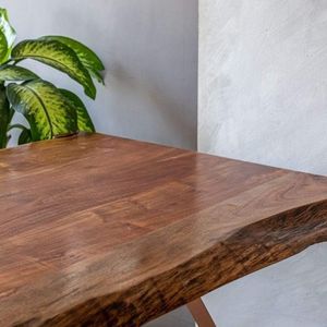 Luxury Solid Acacia Wood 6 Seater <b>Dining</b> <b>Table</b> with Metal Legs Modern Design <b>Dining</b> Furniture for Home Kitchen Restaurant - Product Image 3