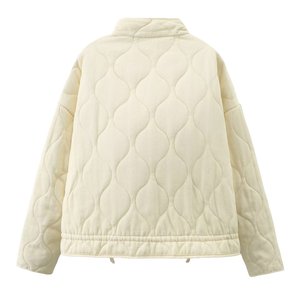 Chaqueta de abrigo de algodón para <span class=keywords><strong>mujer</strong></span> nueva de invierno de estilo americano europeo cuello levantado con bolsillos chaqueta fina acolchada - Product Image 2
