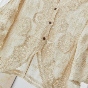 <span class=keywords><strong>Cardigan</strong></span> en dentelle crochetée bohème, cache-maillot de plage <span class=keywords><strong>vintage</strong></span> brodé à manches chauve-souris ajourées pour <span class=keywords><strong>femme</strong></span>, haut décontracté en maille ample - Product Image 5