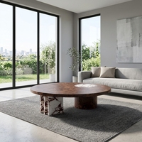 Table basse ronde en marbre Calacatta Viola, design moderne et luxueux Newstar pour hôtel