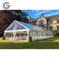 Tente de salon professionnelle en forme de A, capacité 100 personnes, 20x50m, avec toit transparent, structure en alliage d'aluminium robuste, pour stand de vente intérieur