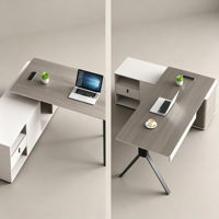Bureau de direction moderne en forme de L, table de bureau spacieuse pour superviseur