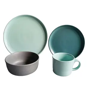 Murah Kustom Keramik Stoneware Makan 16 /20 Pcs Colorful Stoneware Makan Keramik Makan Malam Set