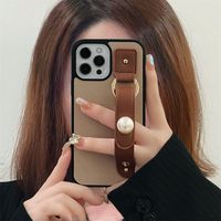 Mode Dragonne De Luxe En Cuir Litchi Imprimer Femme Couverture De Téléphone Portable Accessoires Téléphone Cas pour Iphone 14 12 11 15 Pro Max