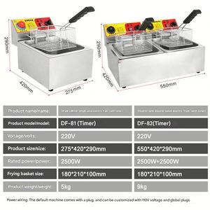Commercial Electric Multifunction Deep <b>Fryer</b> Counter Top Stainless Steel Snack Food <b>Machine</b> 220V French Fries Chicken <b>Fryer</b> High - Product Image 4