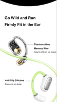 Écouteurs sans fil à crochet d'oreille, oreillettes ouvertes BT 5.4, légers, son stéréo, pour le sport, la course, ajustement confortable, LED, usage quotidien