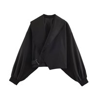 Nouvelle Collection Été 2026 – Veste Courte Femme Unie en Polyester Style Urbain avec Grand Col Revers W107 8924