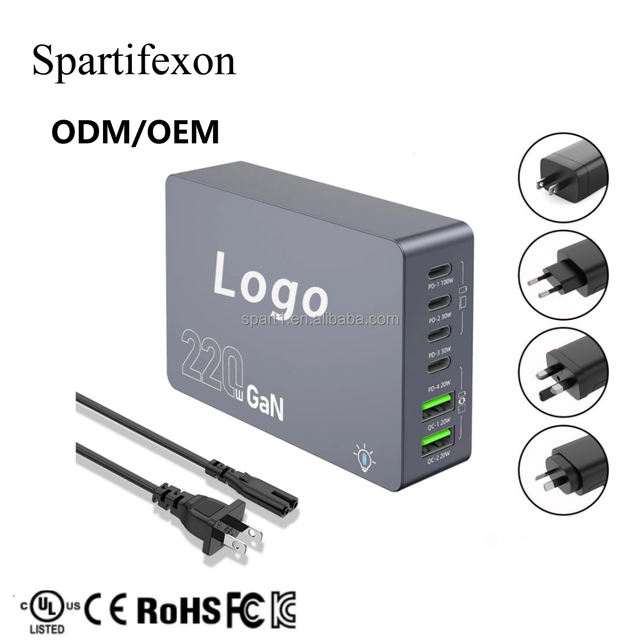 Portable Desktop USB-C Fireproof Charging Station 100W PD 3.0 & 30W with 4 Type-C & 2 USB Ports for Laptop/Phone/Tablet