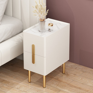 Ultra-Narrow Modern Minimalist Living Room Solid Wood Bedside Table Cabinet 2 <strong>Drawers</strong> Adjustable Light Luxury Slate <strong>Mini</strong> Storage - Product Image 3