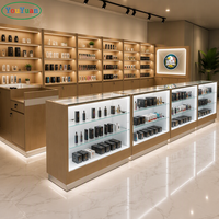 Meuble de rangement moderne en bois éclairé par LED pour cigarettes, vitrine en verre trempé pour magasin de tabac et comptoir de présentation pour centre commercial et boutique