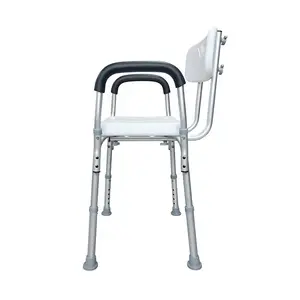 Asiento de silla de aluminio con reposabrazos de espuma desmontable, silla de baño para discapacitados, Banco de ducha de altura ajustable, silla de ducha de aluminio