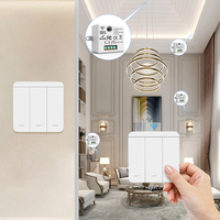 Ensemble d'éclairage sans fil 3 voies auto-alimenté étanche SIXWGH en ABS avec télécommande intelligente et panneau mural à bouton-poussoir, portée 300m pour la maison