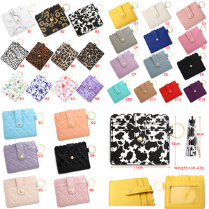 Nouvel Arrivage : Porte-cartes de crédit en cuir PU à motif animalier et géométrie diamantée, avec dragonne, bracelet à perles en silicone et porte-clés - Product Image 1