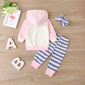Ensemble de vêtements pour bébés, vêtements pour filles en gros, pantalon de survêtement à capuche, style scolaire - Product Image 2