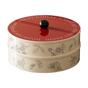 Plateau à fruits rond de style rétro avec couvercle, 4 à 7 compartiments, grande capacité de rangement pour la maison, le salon, les collations, les bonbons, les melons - Product Image 2