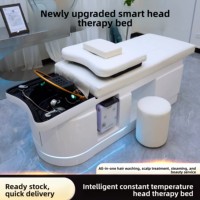 Lit de lavage capillaire haut de gamme en fibre de verre avec fonction de massage par circulation d'eau et design thaïlandais pour salons de coiffure