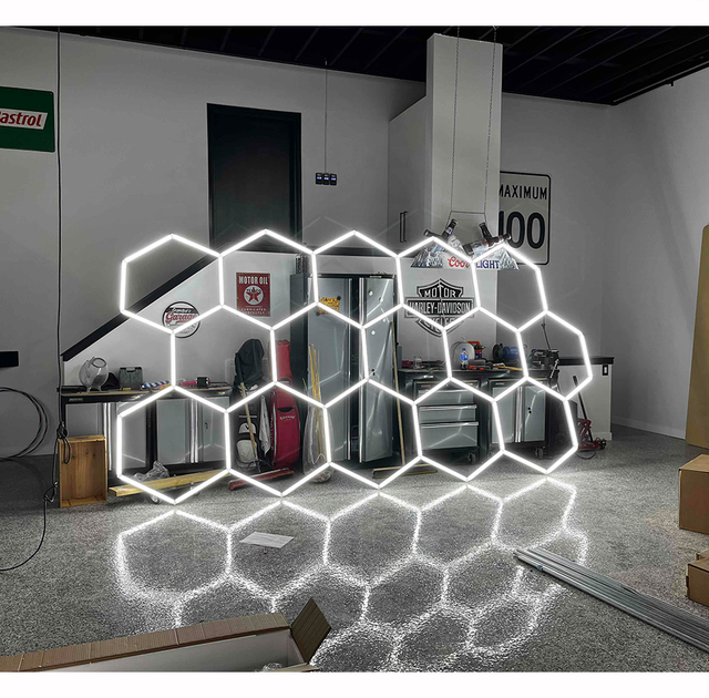Factory Direct Sale Hexagonal Hexagonal Grid Ceiling Detail Honeycomb LED Light for Commercial Auto Show Floor