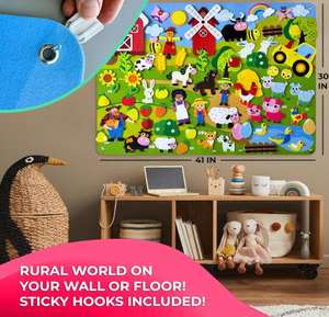 Attività pieghevoli di apprendimento sensoriale di animali da fattoria durevoli Apprendimento educativo sentito i bambini piccoli impegnati a bordo per i più piccoli - Product Image 3