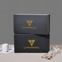Boîte d'emballage personnalisée Lionwrapack en noir mat, boîte cadeau luxueuse pliable en papier rigide avec fermeture magnétique