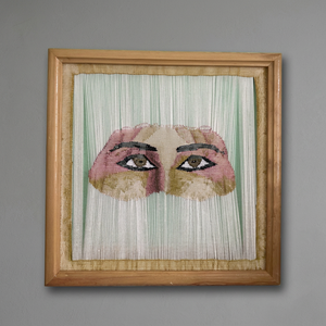 Décoration murale rectangulaire en laine faite à la main, broderie au point de croix, portrait de visage, art décoratif pour la maison - Product Image 2