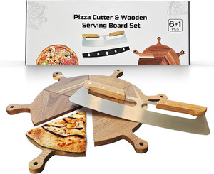 Accessoires <span class=keywords><strong>de</strong></span> cuisine <span class=keywords><strong>de</strong></span> haute qualité, 6 pièces, <span class=keywords><strong>plateau</strong></span> à pizza profond amovible <span class=keywords><strong>de</strong></span> 12 pouces, planche à pizza en bois avec couteau à pizza - Product Image 6