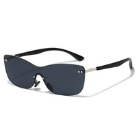 Lunettes de soleil sans monture de style coréen pour femmes, look carré amincissant et haut de gamme, lunettes de soleil tendance Y2K pour filles branchées, style streetwear