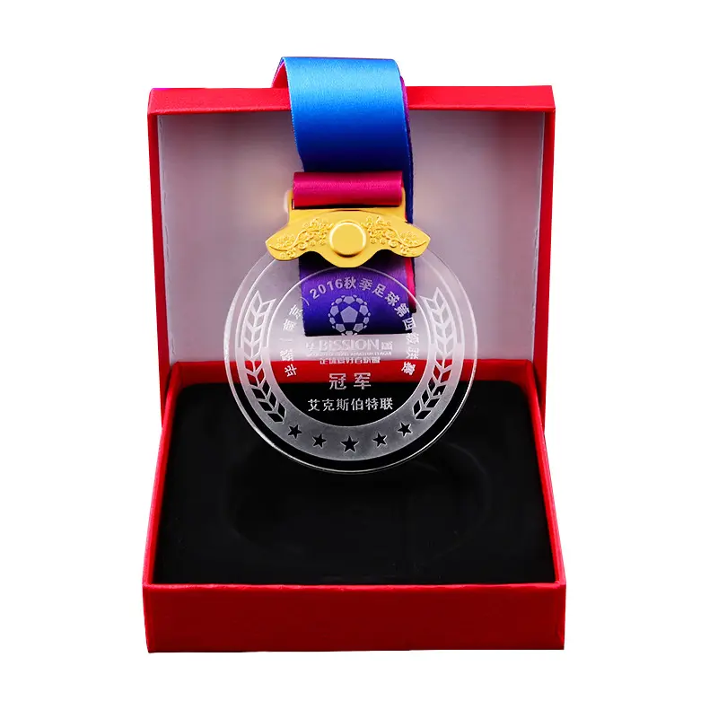 Hersteller medaille fußball medaille blank glas mdedal hohe qualität 70mm