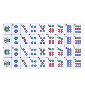 34mm Bamboo Grain <b>Melamine</b> Mahjong <b>Set</b> 144Pcs Full Arabic Number English Version - Product Image 3