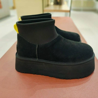 Sepatu Bot Wanita Berbahan Suede dengan Manset Elastis, Berlapis Bulu, Platform, Hangat, Anti-Selip untuk Musim Dingin, Tersedia untuk Pembelian Grosir.