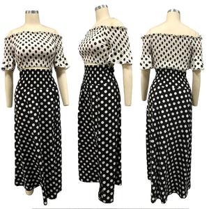 2022 Sexy tacheté hors épaule fente robe <span class=keywords><strong>de</strong></span> plage 2 pièces ensemble Robe Plage Chic femmes robes <span class=keywords><strong>de</strong></span> plage et hauts - Product Image 4