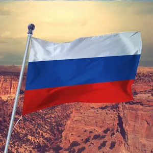 Bandera de Rusia personalizada de fábrica, producto promocional, envío rápido, 100% nailon usado para competición deportiva nacional, 3x5 pies