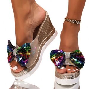 Sandales d'été en <span class=keywords><strong>cuir</strong></span> pour femme, bout rond, bride à la cheville, sandales compensées, plate-forme extérieure, pantoufles à talons - Product Image 4