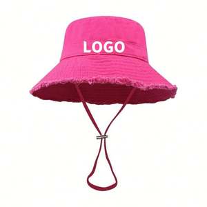 Gorra de pescador coreana de color caramelo para mujer con logo metálico, borde deshilachado con borlas y cuerda, visera, sombreros de cubo para hombre - Product Image 3