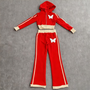 Completi Sportivi Personalizzati da <span class=keywords><strong>Donna</strong></span>: Set Due Pezzi Ricamati <span class=keywords><strong>con</strong></span> <span class=keywords><strong>Felpa</strong></span> <span class=keywords><strong>con</strong></span> <span class=keywords><strong>Cappuccio</strong></span> e Pantaloni a Zampa, <span class=keywords><strong>con</strong></span> <span class=keywords><strong>Zip</strong></span>, Stile Streetwear - Product Image 4