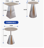 Ensemble table et chaises de café rondes en acier inoxydable, style industriel moderne, très demandé, mobilier commercial pour café.