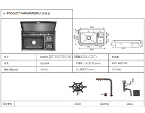 <span class=keywords><strong>2025</strong></span> <span class=keywords><strong>New</strong></span> Arrival Hidden Bồn Rửa Nhà Bếp 304 thép không gỉ handmade bồn rửa nhà bếp với cup máy giặt Bát duy nhất cho thanh - Product Image 6