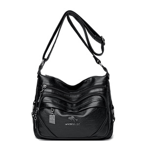 Wholesale Fashion Shoulder <b>Bag</b> Soft PU Leather Casual Shopping Light Black Crossbody <b>Bag</b> With Zipper - Product Image 1