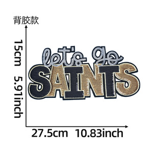Custom Let's Go Saints Glitter Sequin Embroidered Patch Game Day Embroidered Patch for DIY Textile Craft 32 Teams Wholesale