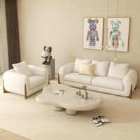 Hochwertiges Weiches Sofa-Set Luxus-Couches Moderne Stoff-Sofas in Weiß mit Massivholzbeinen für Wohnzimmer-Möbel