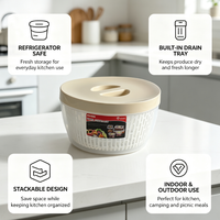 Boîte de conservation alimentaire en plastique PP avec couvercle et plateau de drainage, empilable, compatible réfrigérateur, pour cuisine, camping et pique-nique