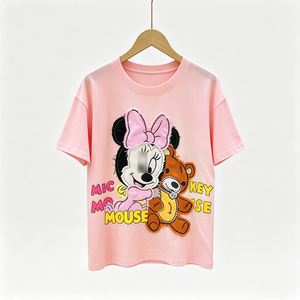 ZiTong Fashion Cute <strong>Minnie</strong> <strong>Mouse</strong> with Teddy Bear Graphic <strong>T</strong>-<strong>shirt</strong> Women Casual Loose Short Sleeve Top - Product Image 5
