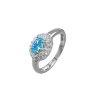 Bague ovale en argent S925 4*6mm bleu mer clair