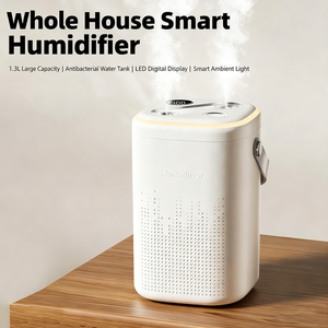 Mini <span class=keywords><strong>humidificador</strong></span> <span class=keywords><strong>de</strong></span> aire portátil USB/batería <span class=keywords><strong>de</strong></span> 1.3L con pantalla digital, 4 modos <span class=keywords><strong>de</strong></span> nebulización, luz nocturna, <span class=keywords><strong>humidificador</strong></span> ultrasónico para el hogar y la oficina - Product Image 2