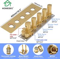 HOMEDEC Kit de douche pluie 16 pouces avec deux douches murales 6 pouces, mitigeur 4 voies et douchette 2 fonctions, finition or brossé