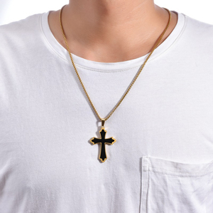 Collier pendentif croix de Jésus en acier inoxydable, 1 pièce, pour hommes et femmes, amulette religieuse, bijoux Hip Hop, cadeaux DIY - Product Image 4